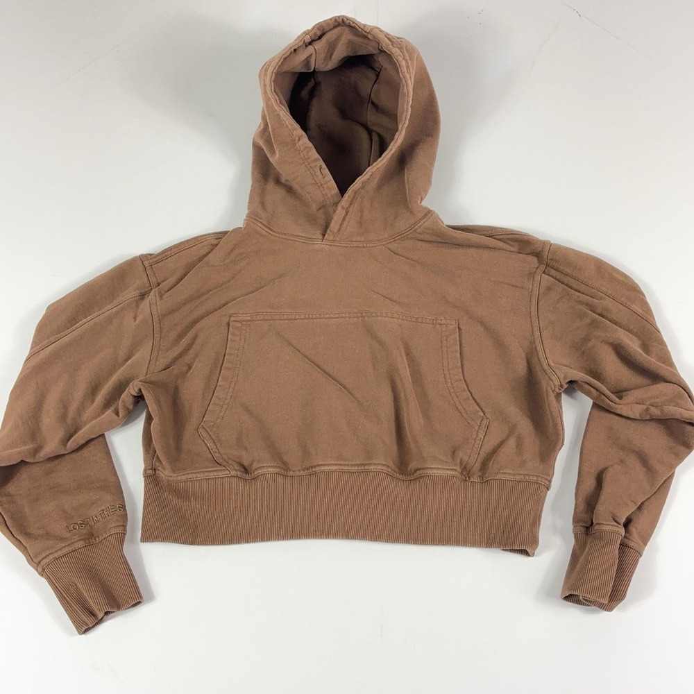 Tezza B. Cole X Noize Hoodie Womens Small Brown Cropped Terry Organic Cotton